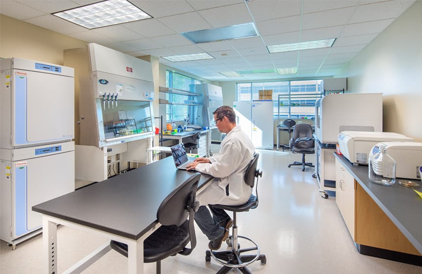 A scientist working inside an Invenra laboratory in Madison