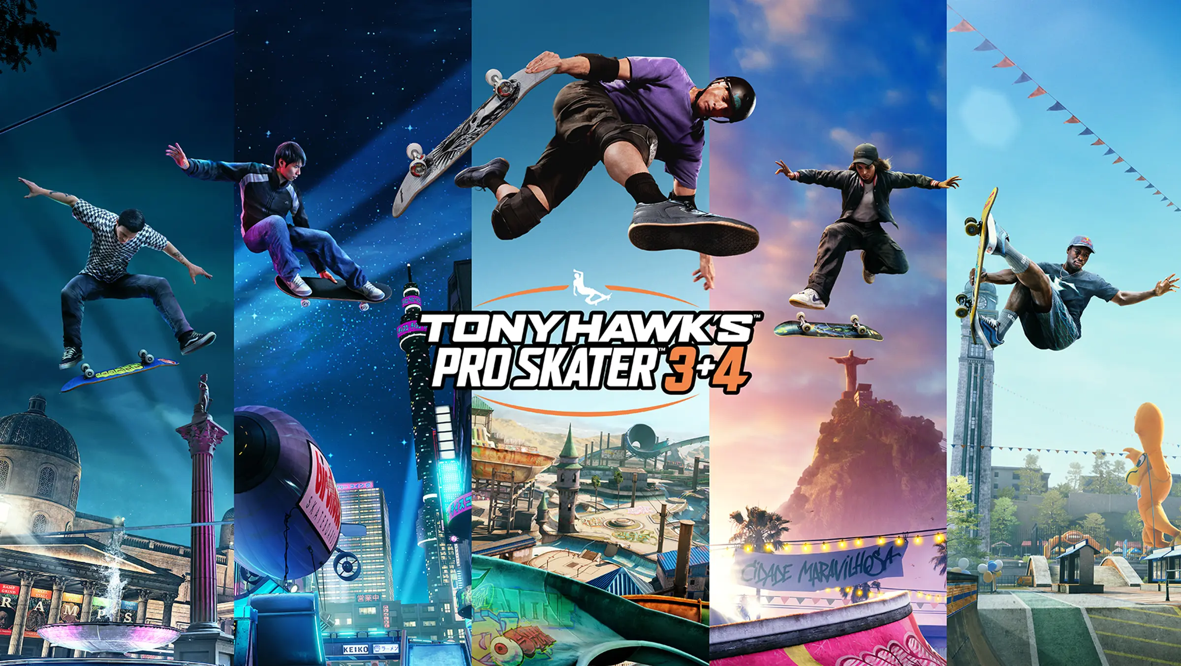 Promotional artwork for Tony Hawk’s Pro Skater 3 + 4