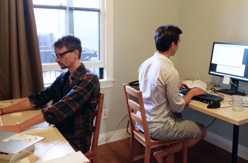 Ironclad’s early apartment workspace with two people at separate desks