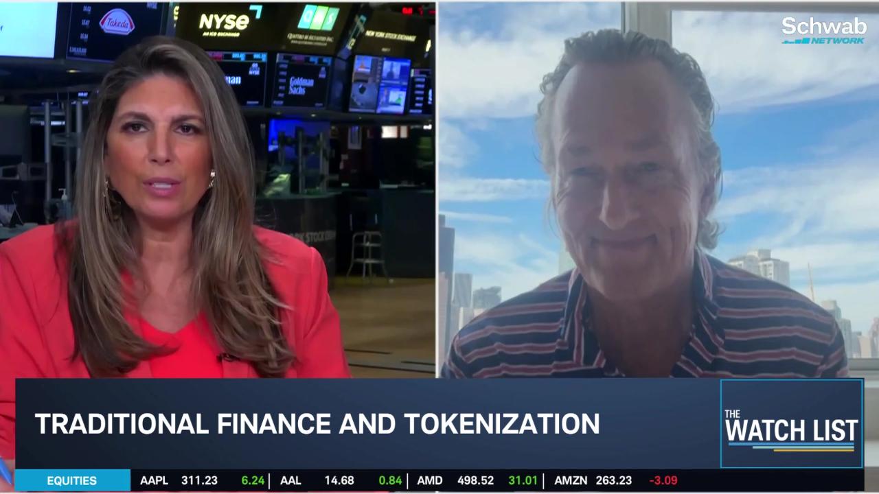 Greg Braca, right, discussing tokenization in a Schwab Network interview