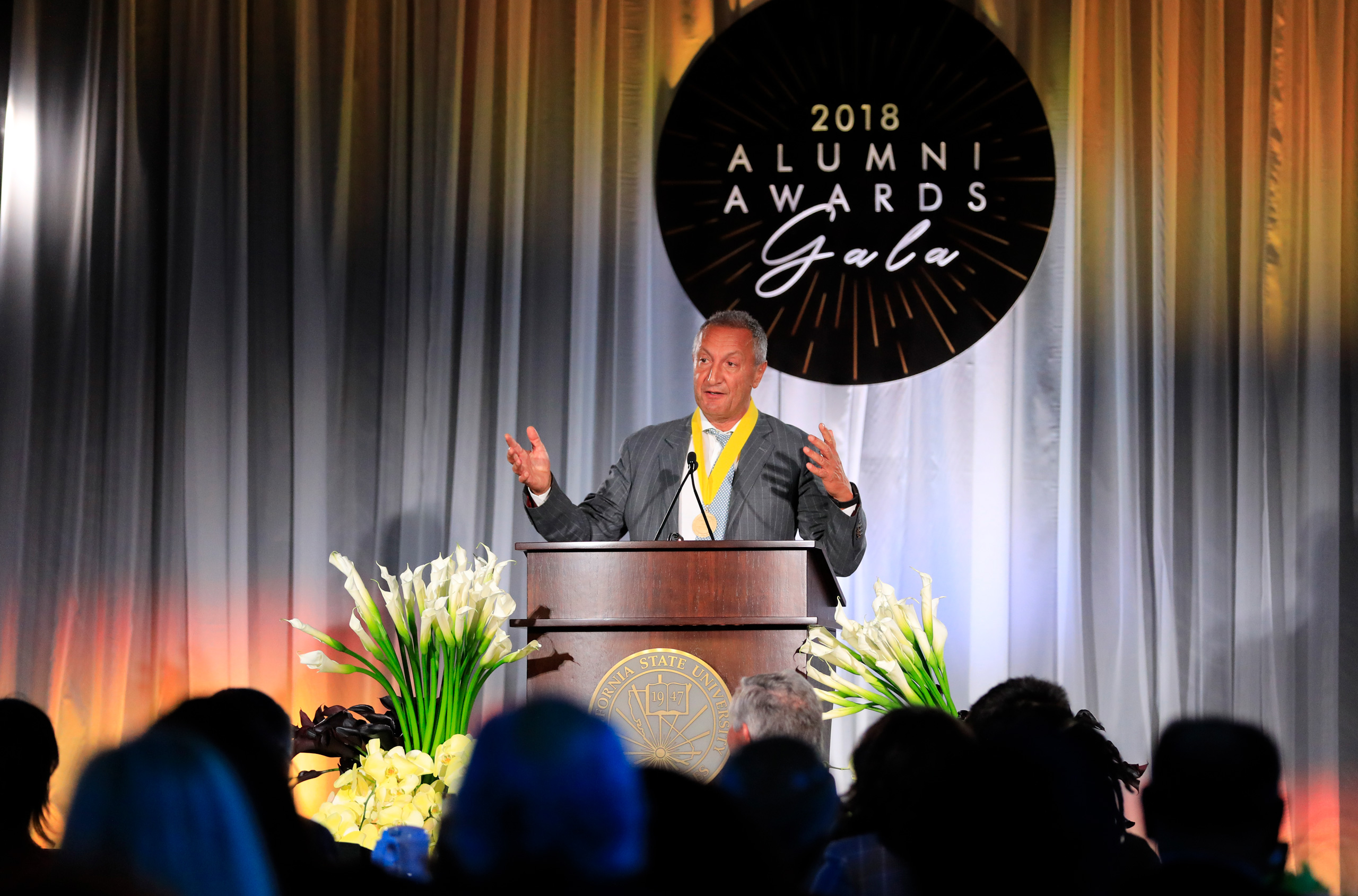 Isaac Larian speaking at the Cal State LA Alumni Awards Gala in 2018