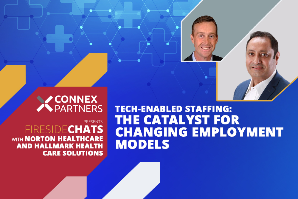 Connex Partners event graphic featuring Scott Watkins and Isaac Ullatil for a discussion of technology-enabled staffing