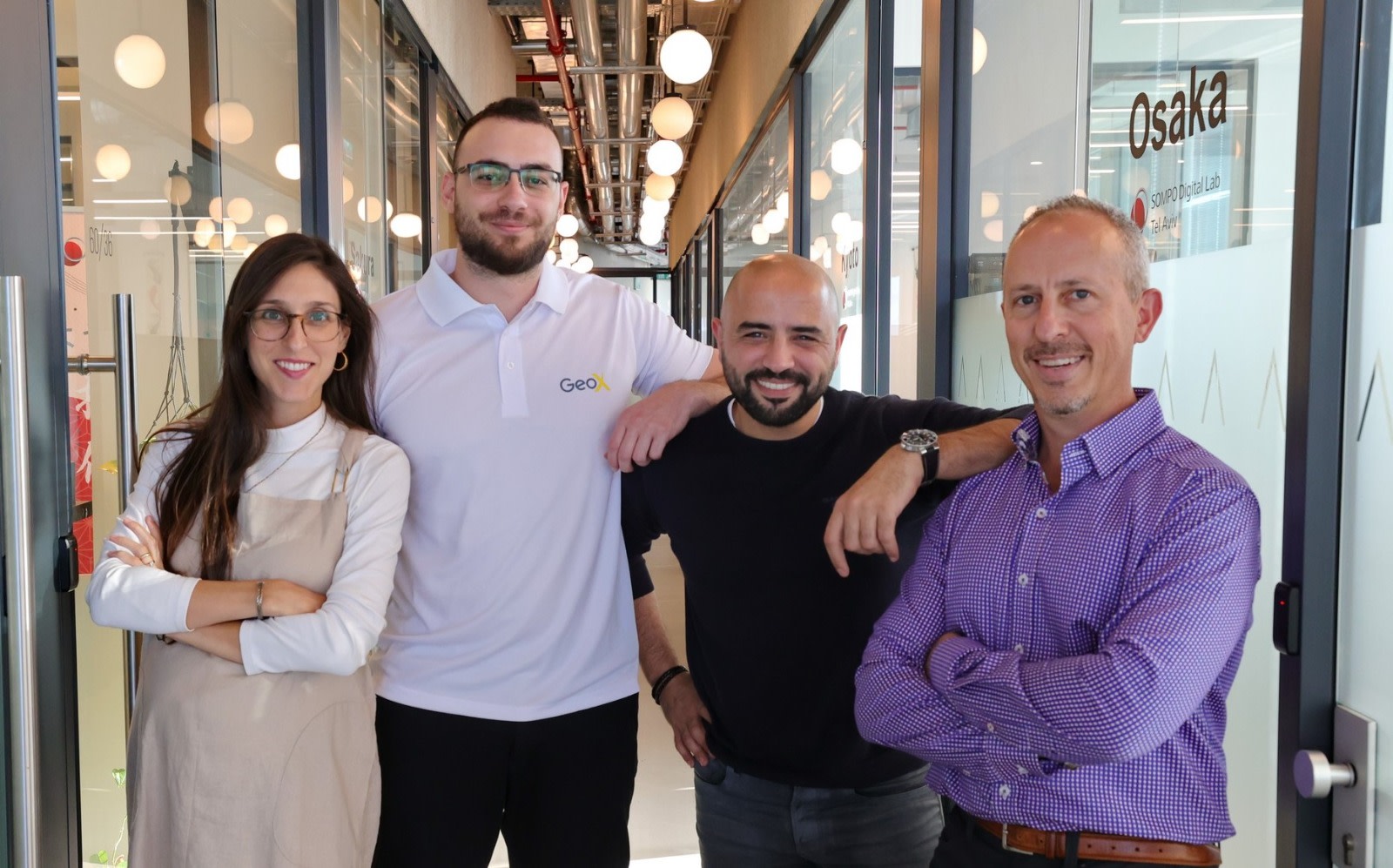 Itzik Lavi, second from left, with Meytal Shavit, Diyaa Shridi, and Yinnon Dolev at the Sompo Digital Lab