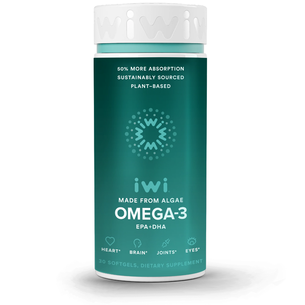 iwi life Omega-3 supplement bottle with its green label
