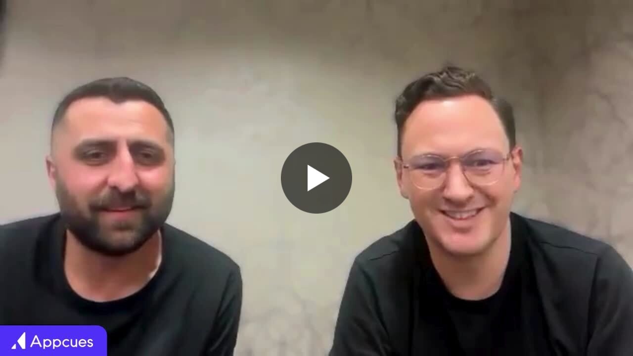 Ryan Barry on the left and Jackson Noel on the right in their CEO handover announcement video