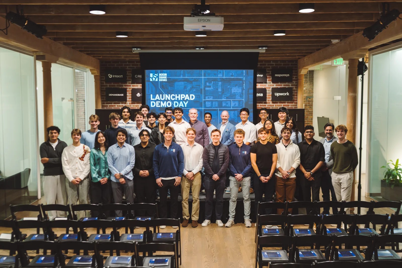 Launchpad founders and the JSV team gathered in their office after demo day