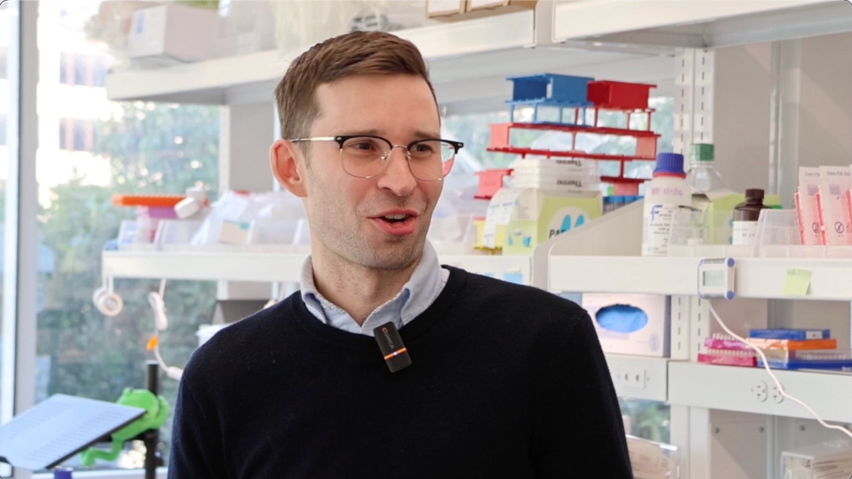 Jacob Kimmel speaking in a NewLimit laboratory during a 2026 interview