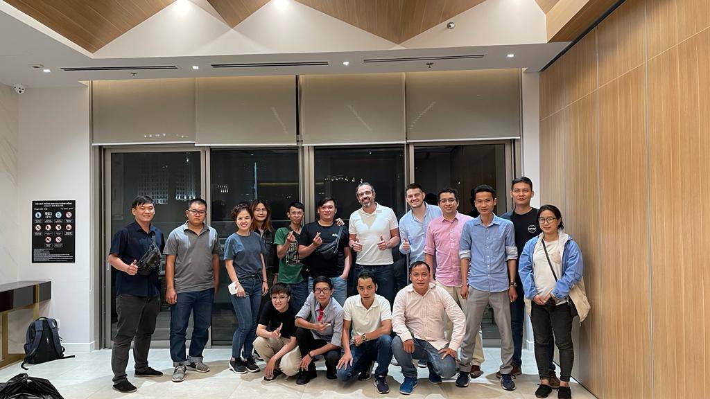 Group photograph published with Touchstone Partners’ Quqo investment announcement