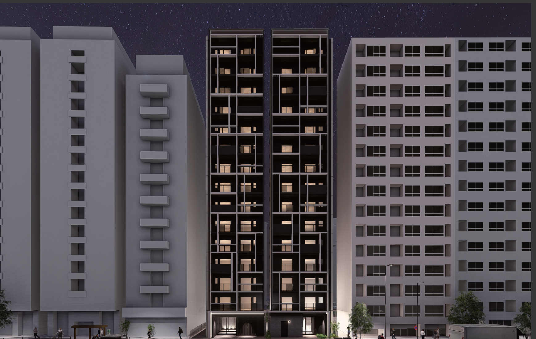 Architectural rendering of the planned MetroResidences Roppongi apartment building in Tokyo