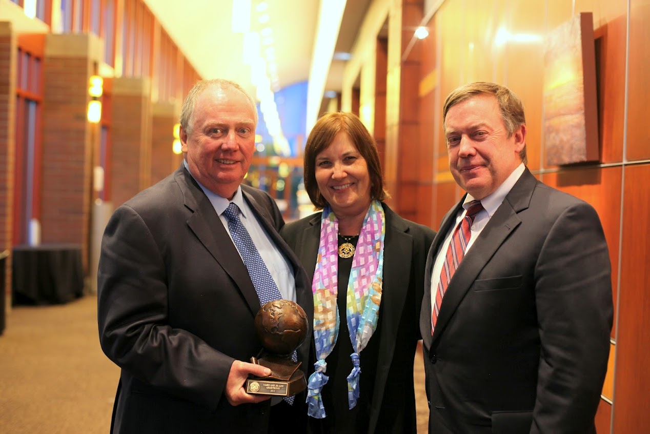 Jim and Jo-Ann Armstrong at ASU, with Jim holding their 2012 Regents’ Award.