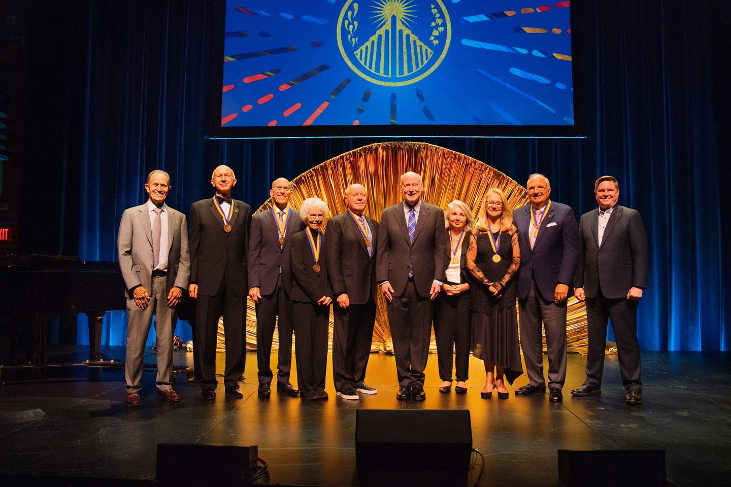 Jimmy and Sheila Peterson with fellow UC Irvine Medal recipients and university leaders at the September 2025 ceremony