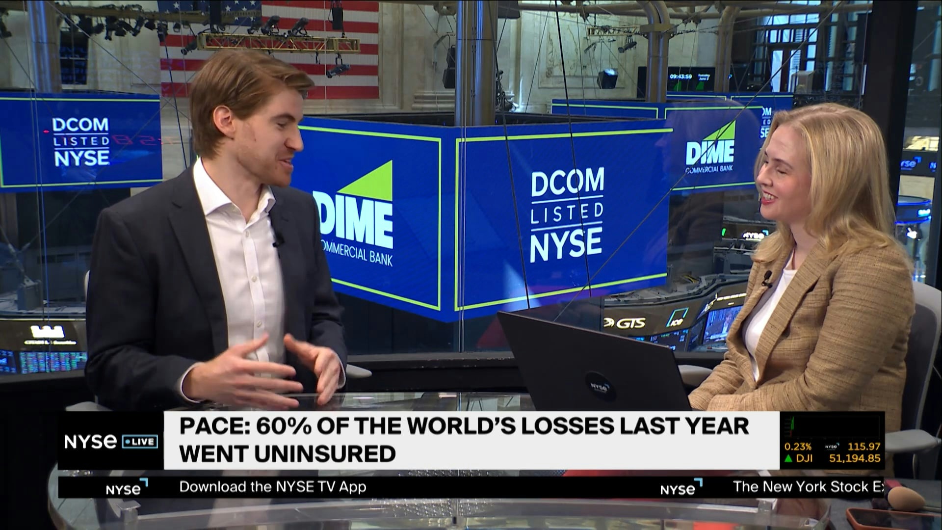 Jamie Cuffe speaking with Ashley Mastronardi on the NYSE Live set