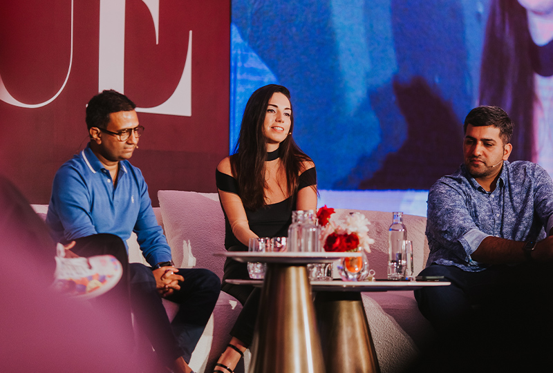 Jana Bobosikova seated at the center of a Next in Vogue panel in Singapore