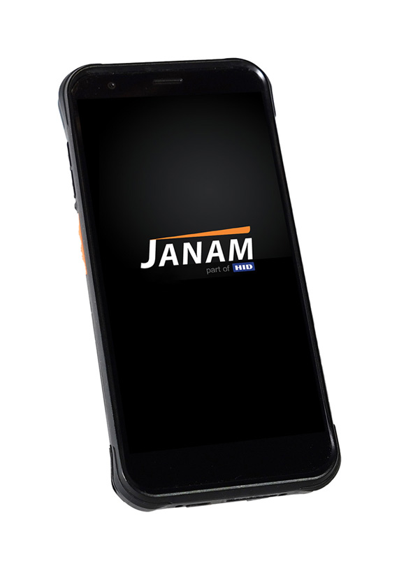 Janam XT4 rugged mobile computer shown at an angle