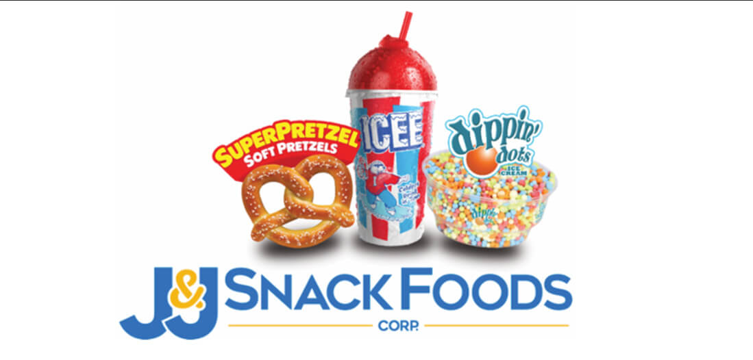 SUPERPRETZEL soft pretzel, ICEE drink and Dippin’ Dots arranged together