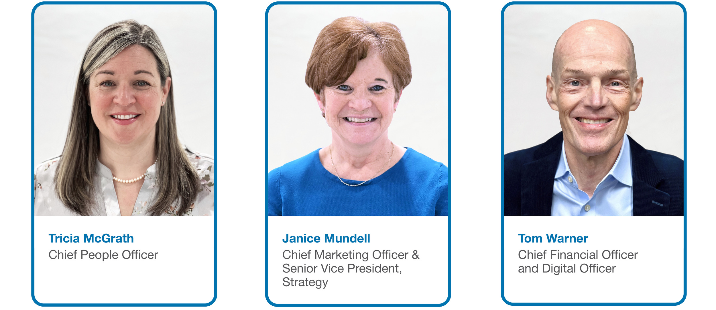 Mohawk Medbuy executives Tricia McGrath, Janice Mundell and Tom Warner in the official leadership portrait panel