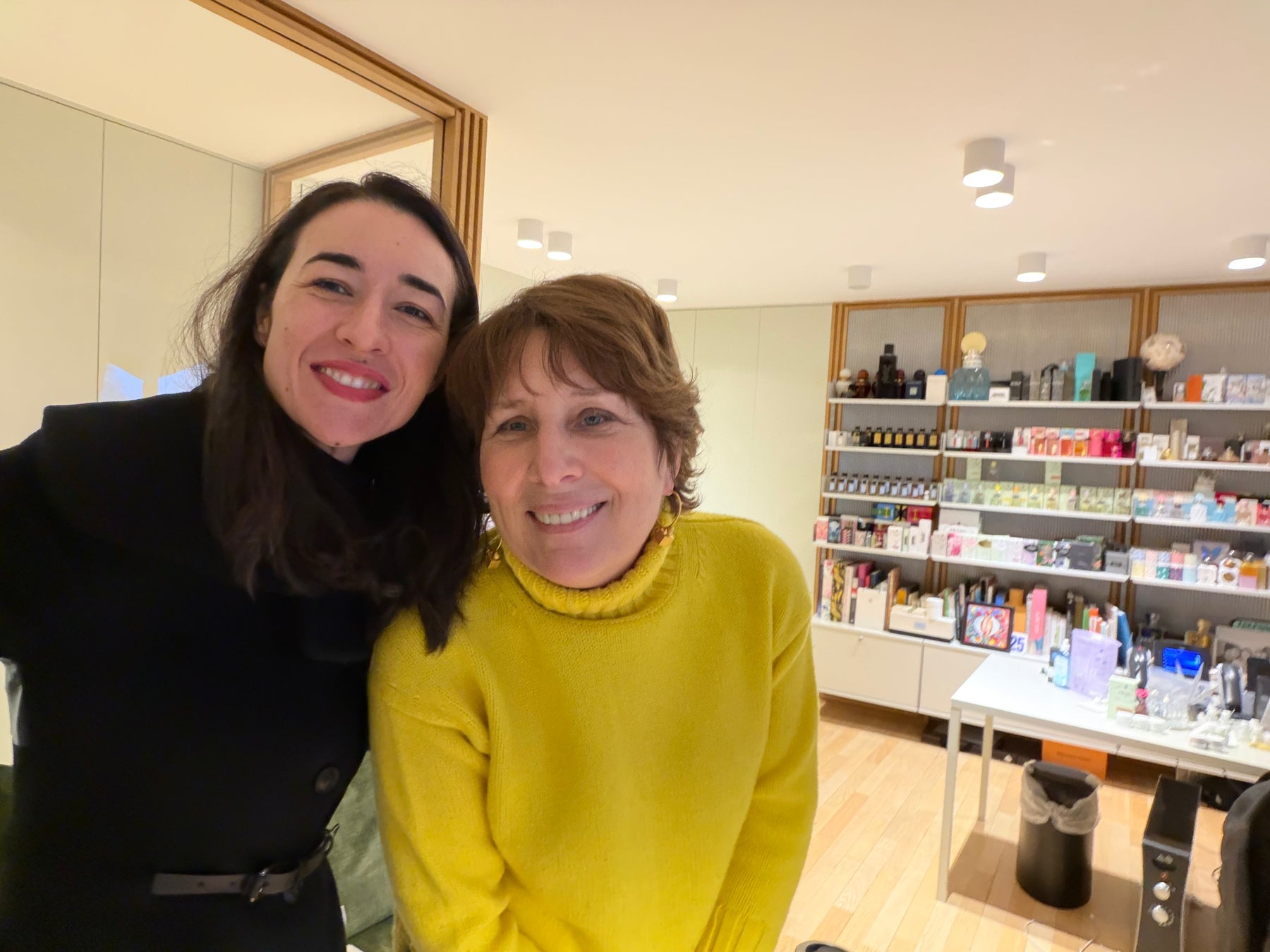 Jasmina Aganovic and perfumer Daniela Andrier together in an office in Paris.