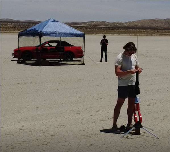 Early Perseus Defense field test setup on a dry lake bed