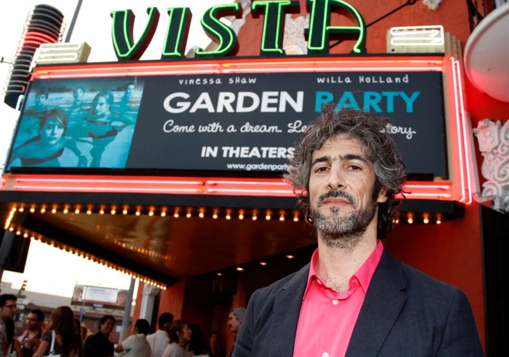 Jason Freeland in front of the Garden Party marquee at the Vista Theatre