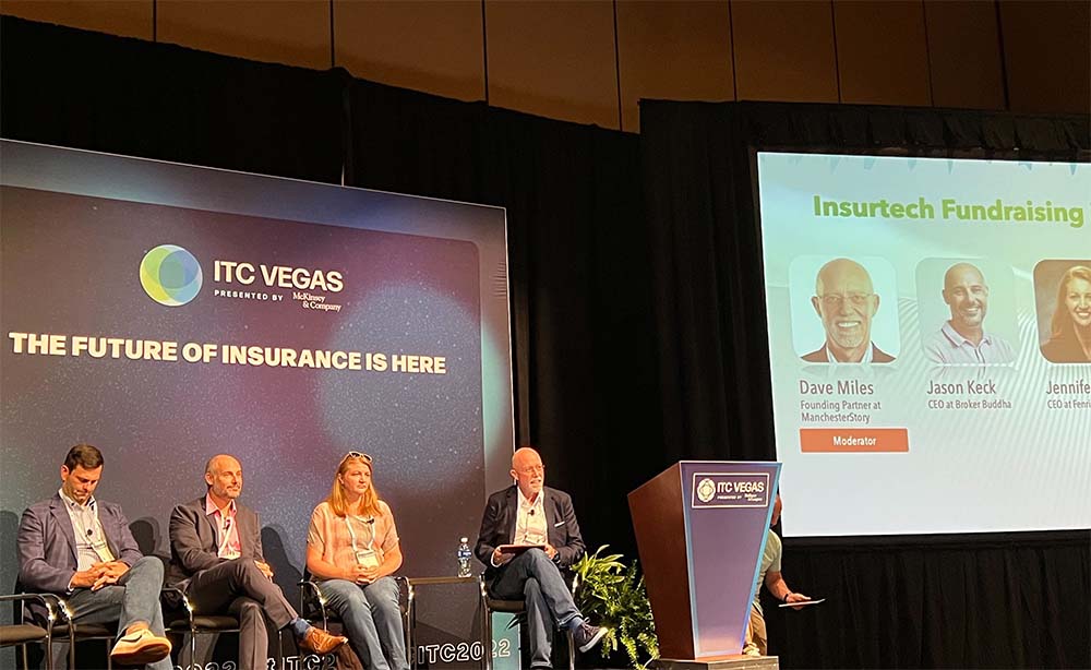 Jason Keck seated on an insurtech fundraising panel at ITC Vegas in 2022