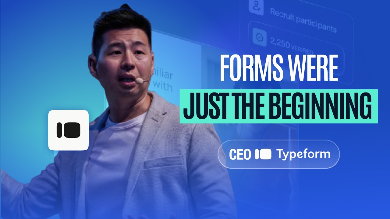 Jay Choi speaking during a Product School interview about Typeform's evolution beyond forms