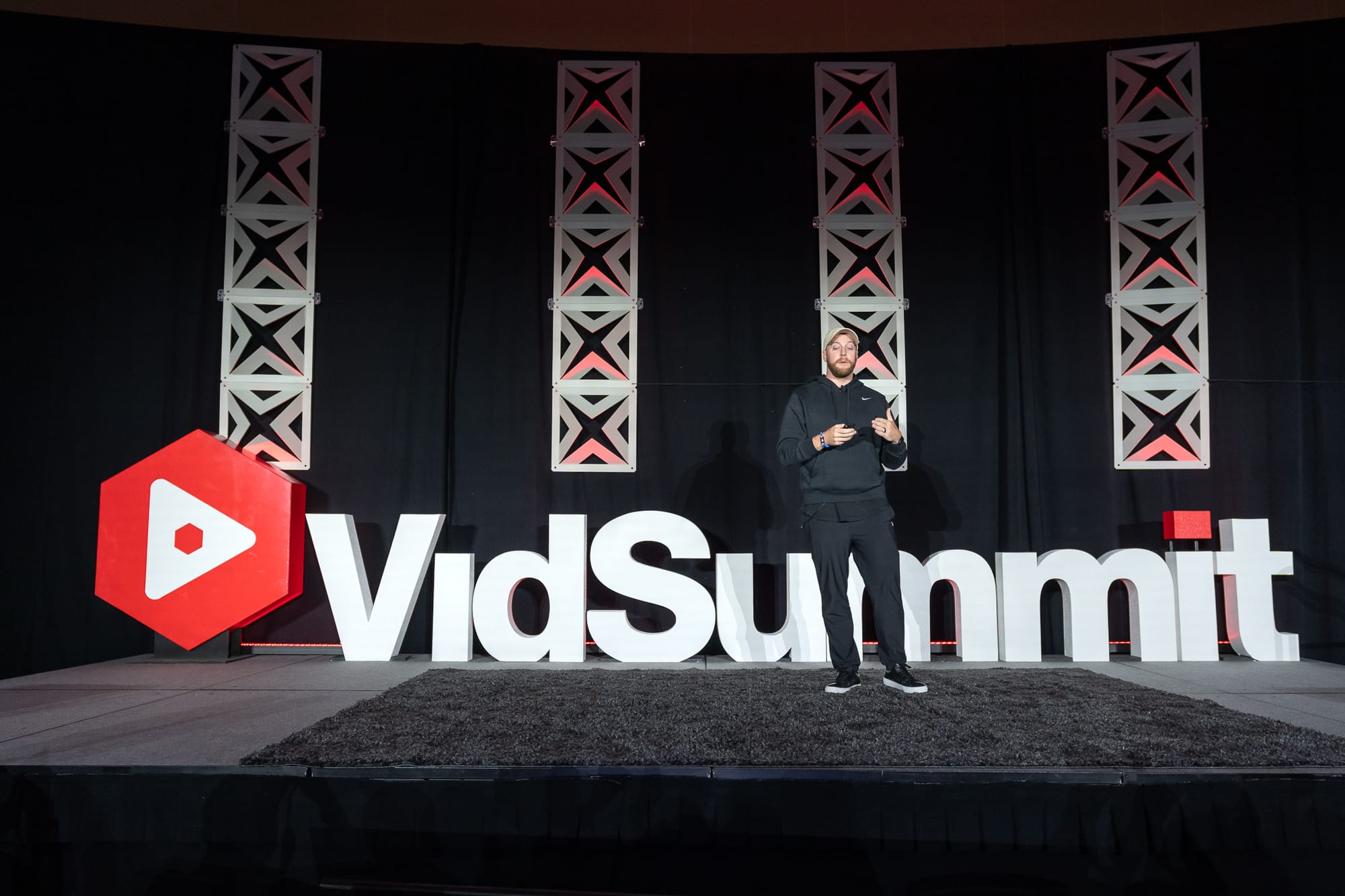 Jay Clouse speaking on the VidSummit stage