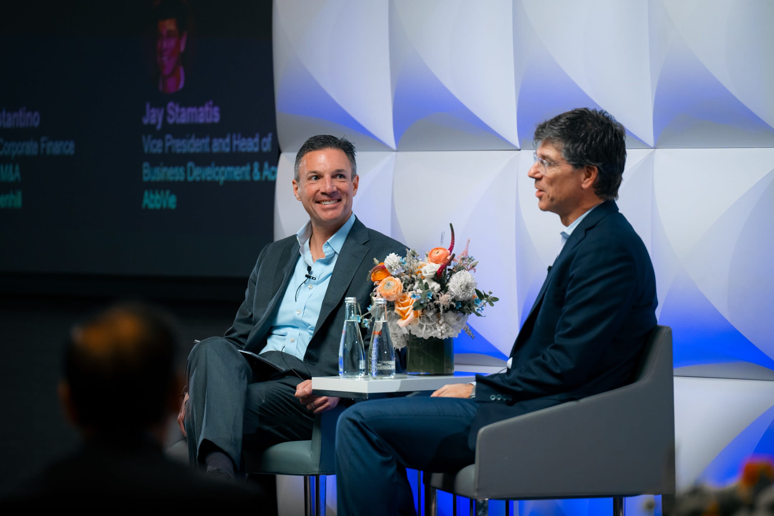 Jay Stamatis speaking on stage at the 2024 Mizuho Greenhill Dealmakers Forum