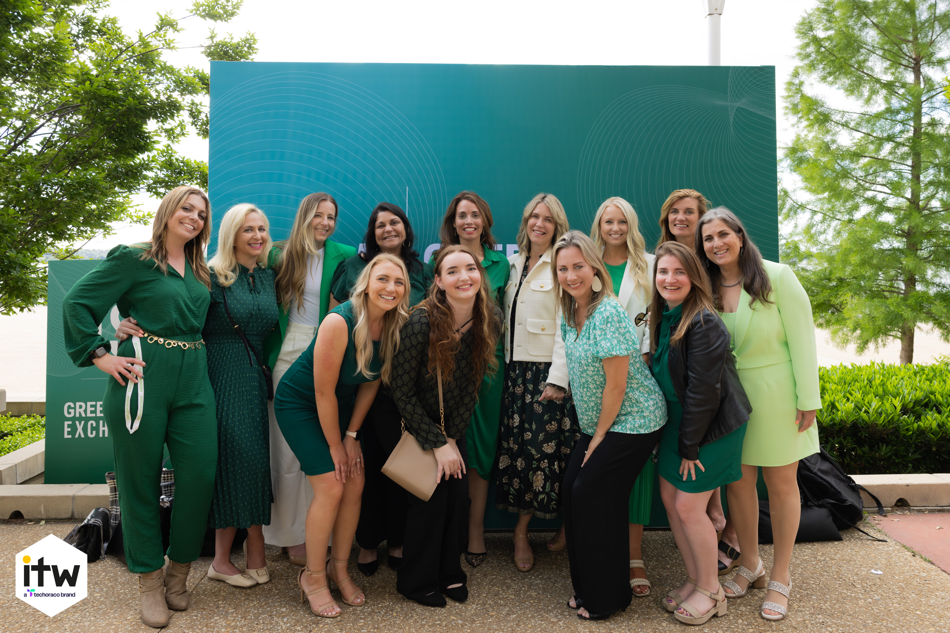 A group gathered outdoors at the Greener Data Exchange during ITW 2024