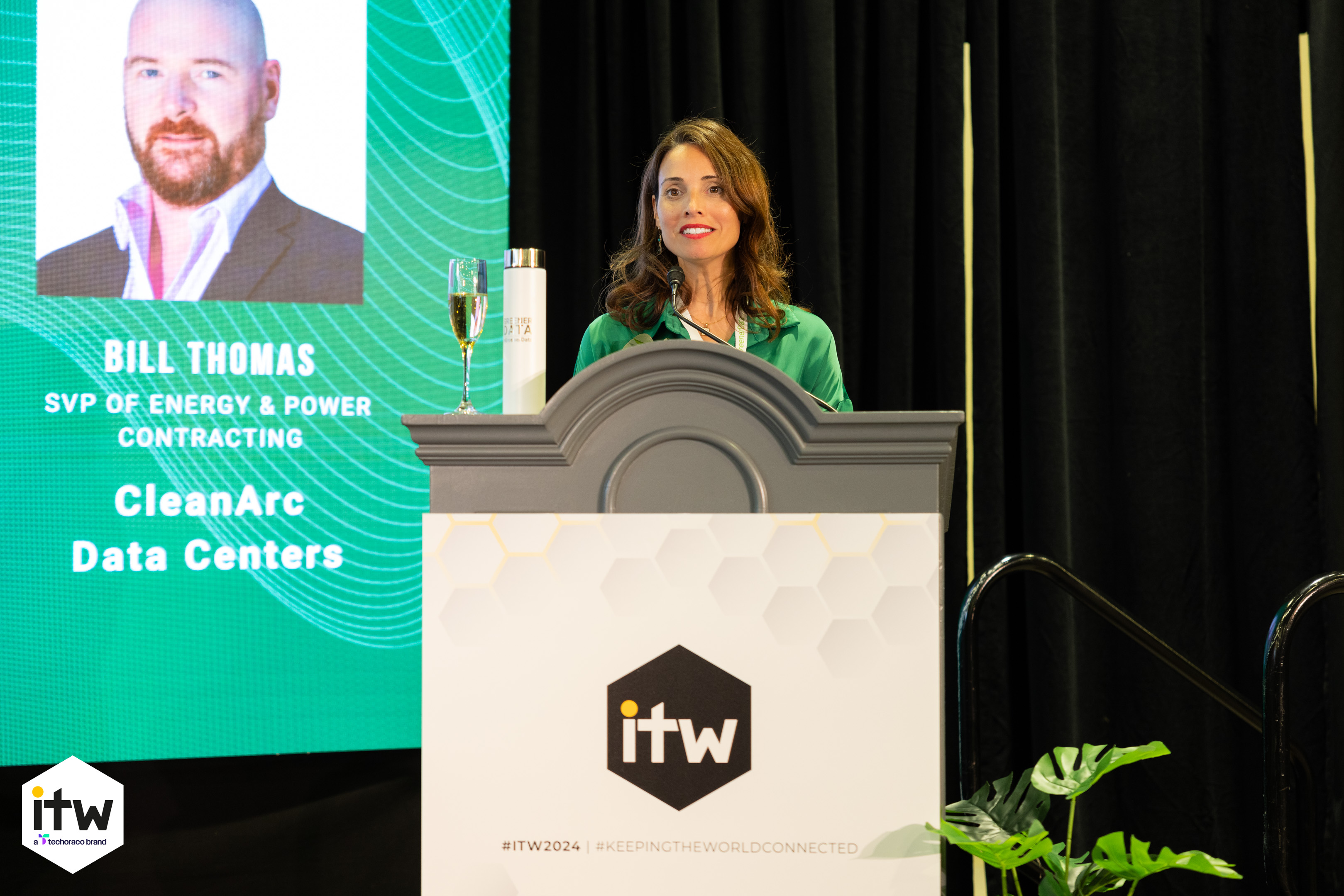 Jaymie Scotto Cutaia speaking at the podium during ITW 2024