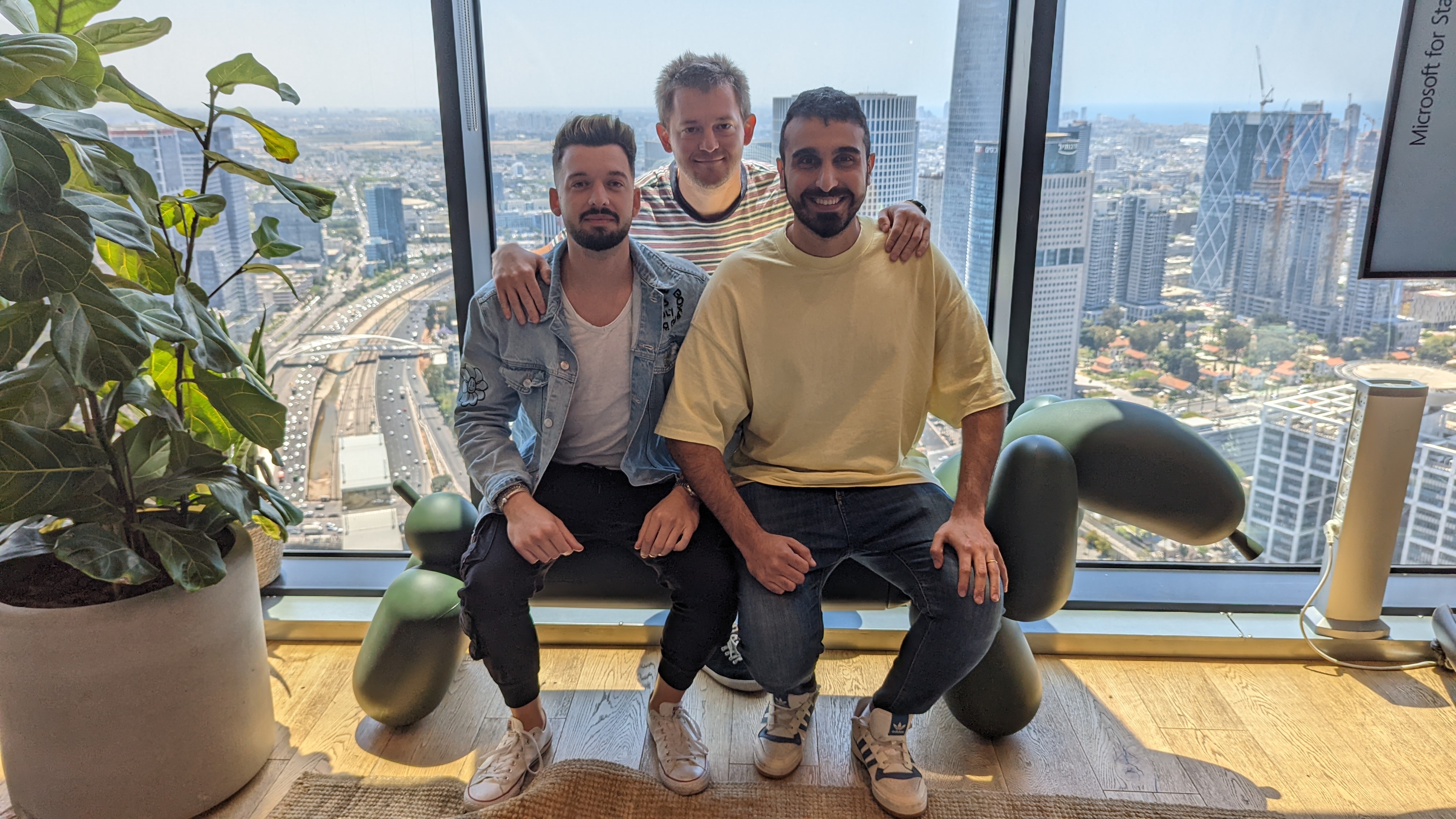 Genway co-founders Omri Ben-Shoham, Natan Voitenkov and Gal Dayan at Microsoft for Startups in Tel Aviv