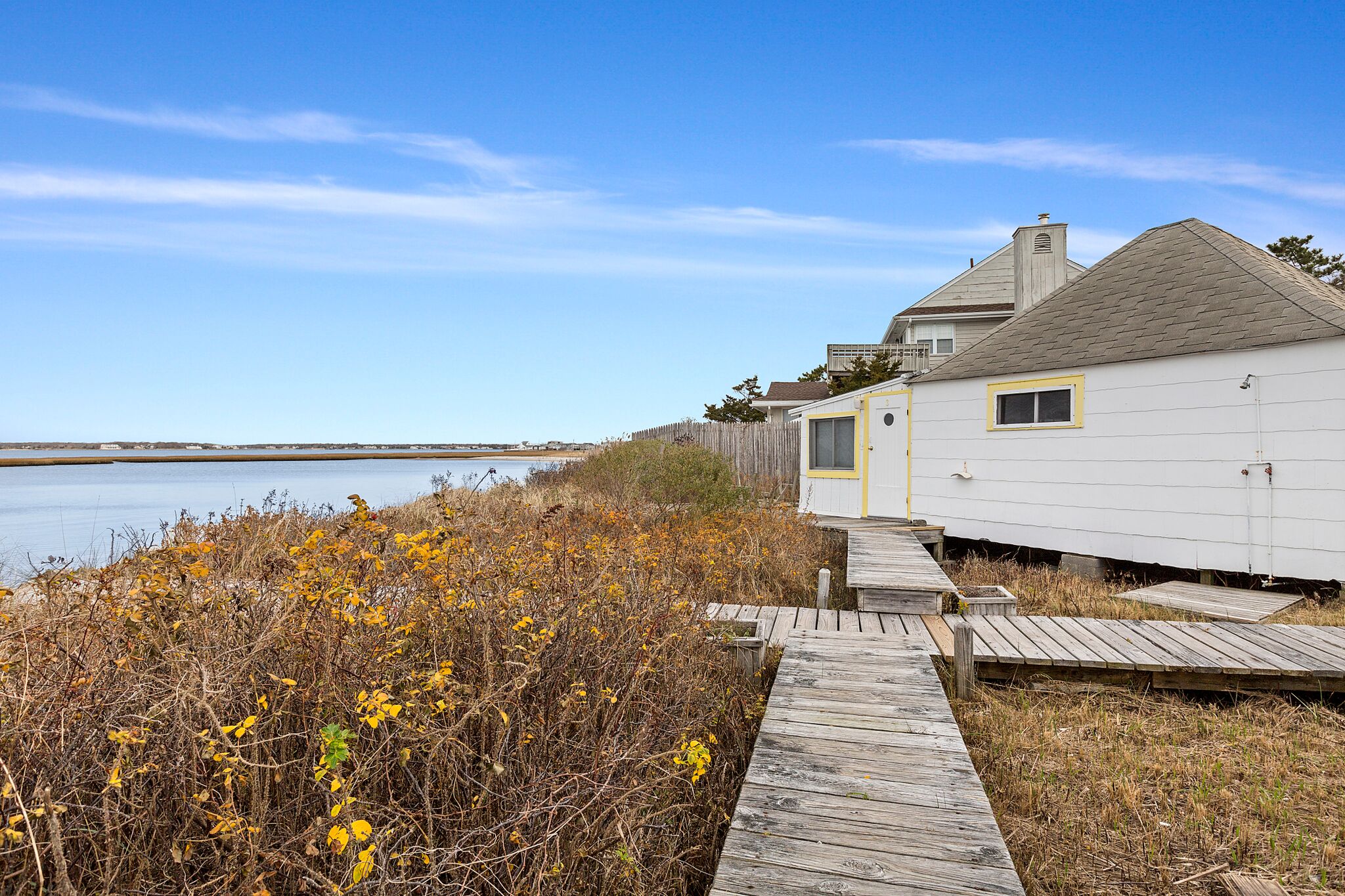 Waterfront cottages at the Beehive Bungalows property in Westhampton Beach