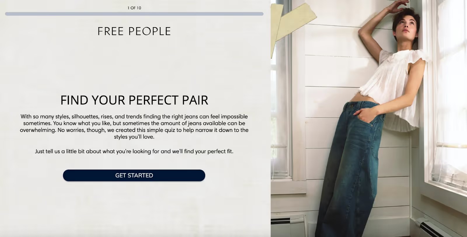 Free People's Jebbit-powered denim finder asks shoppers to find their perfect pair