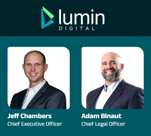 A 2024 Lumin press graphic showing Jeff Chambers on the left and Adam Binaut on the right