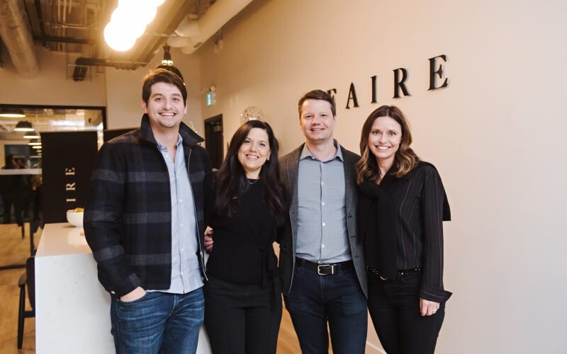 Jeff Kolovson with Lauren Cooks Levitan, Marcelo Cortes, and Kirsten Green at Faire's Kitchener office opening