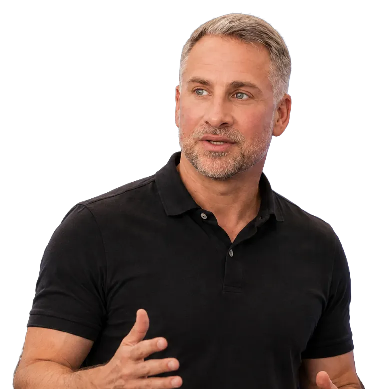Jeff Roman gesturing with one hand while speaking