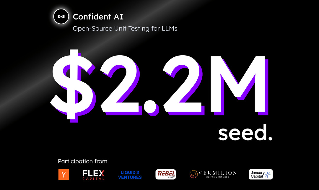 Confident AI's graphic announcing its 2.2 million dollar seed round