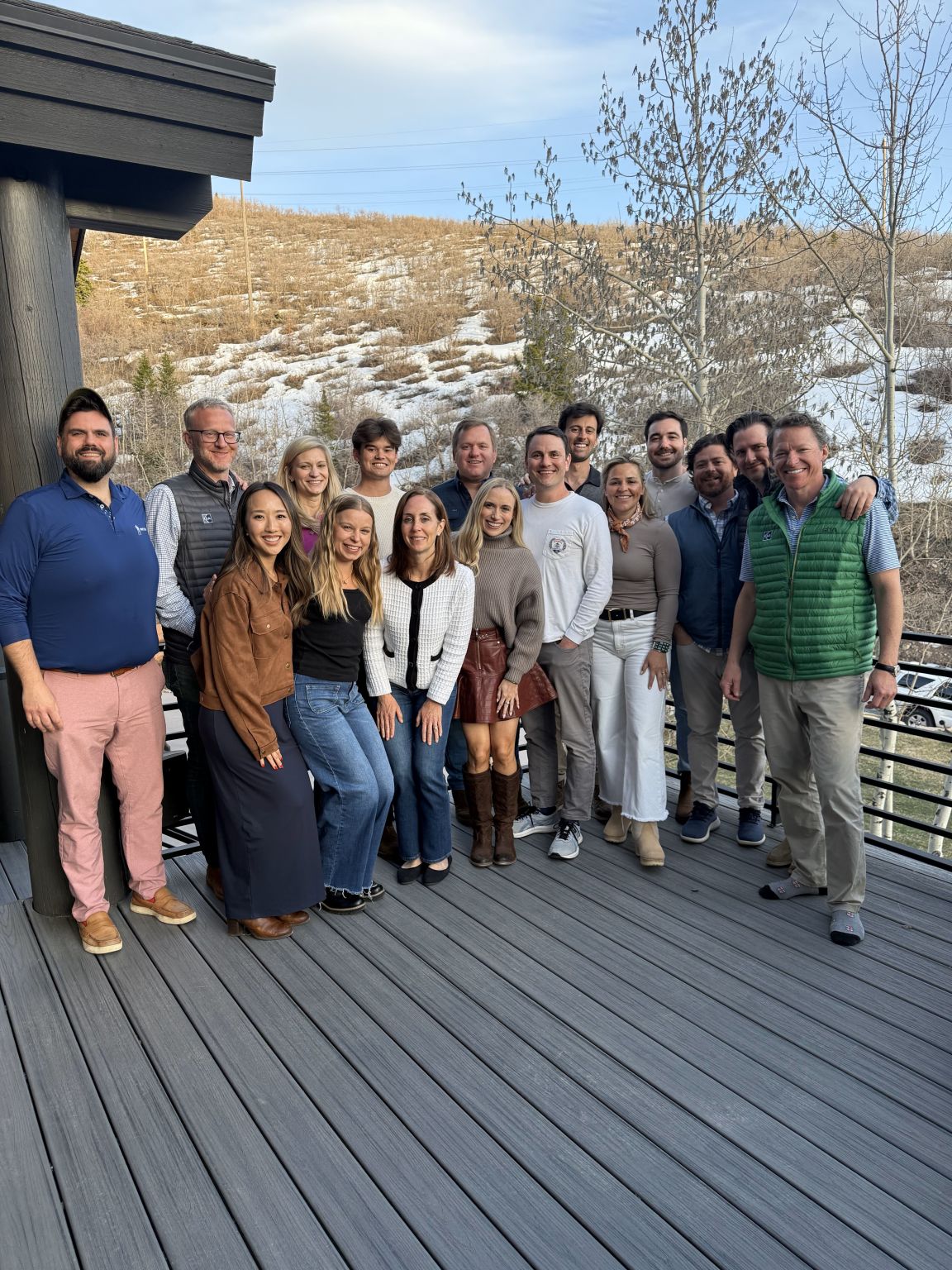 The Kimbell and Associates team gathered outdoors in Park City during its 2025 offsite