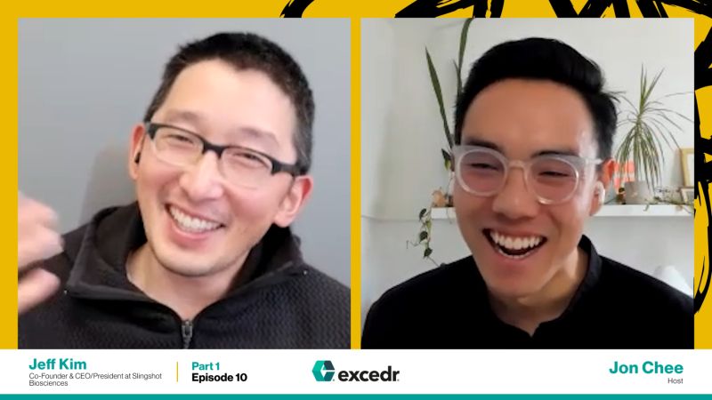 Jeff Kim, left, in conversation with podcast host Jon Chee