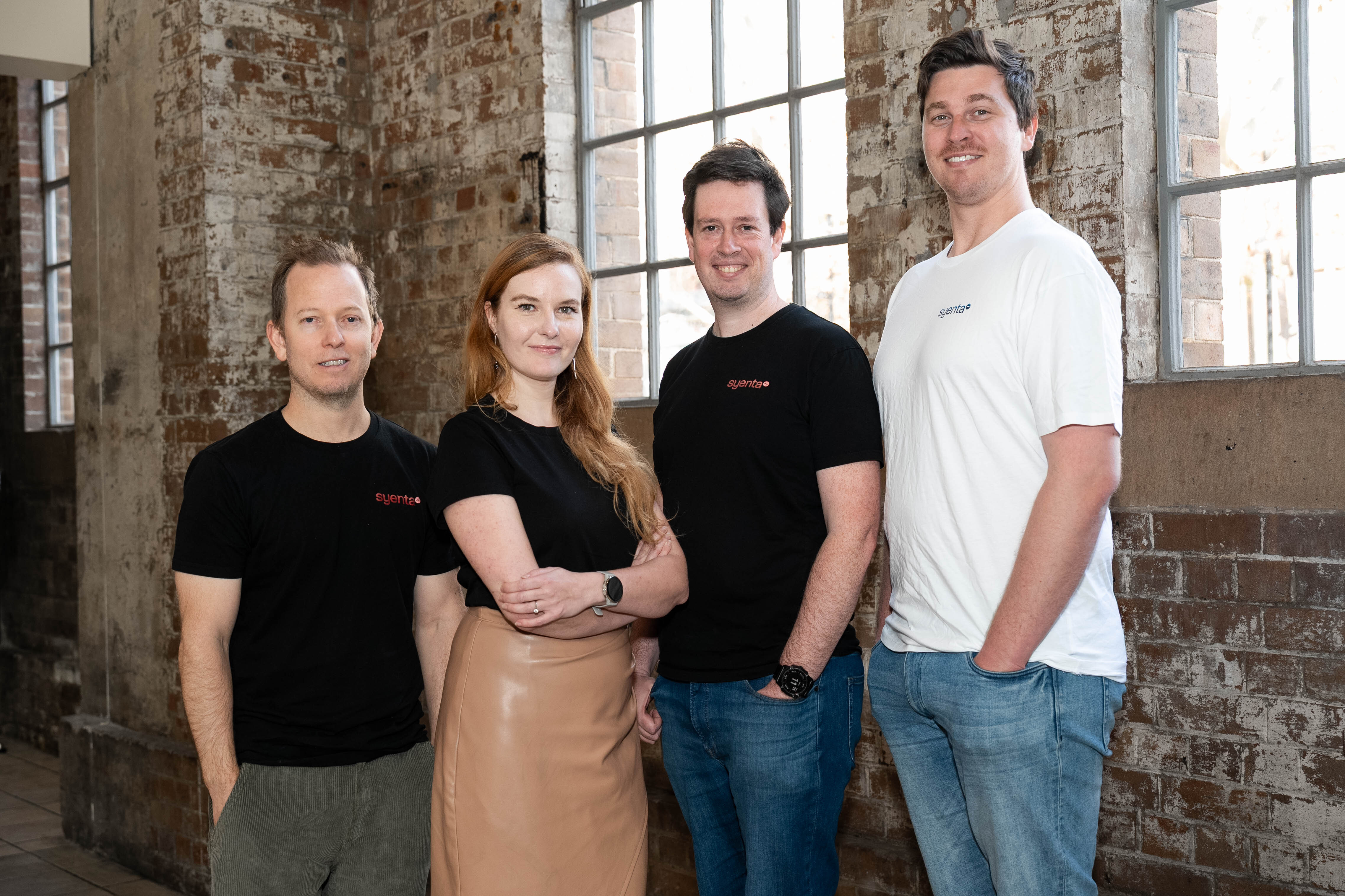 Syenta co-founders Luke Connal, Jekaterina Viktorova, Ben Wilkinson and Zachary Dowse standing together