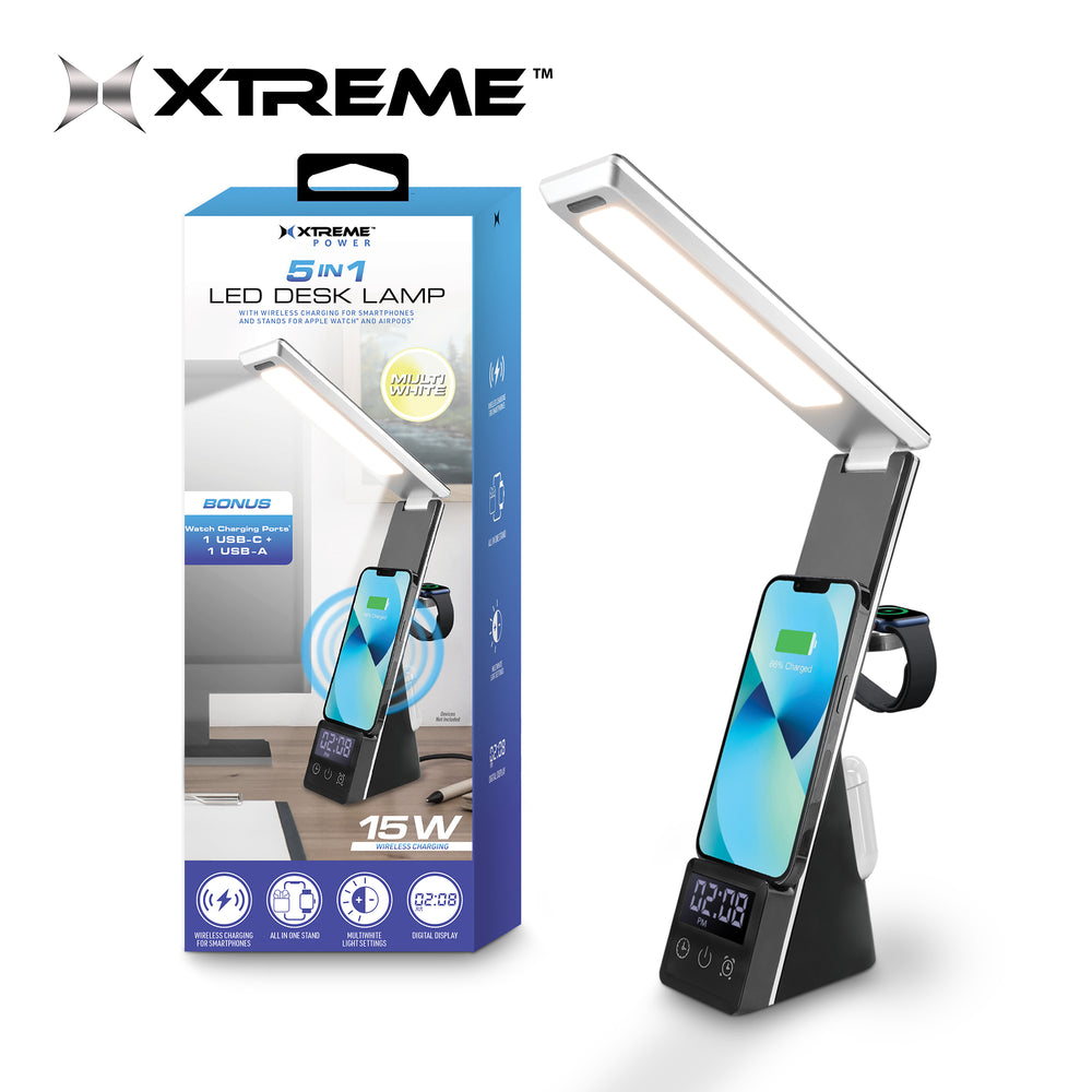 Xtreme 5-in-1 LED desk lamp with wireless charger