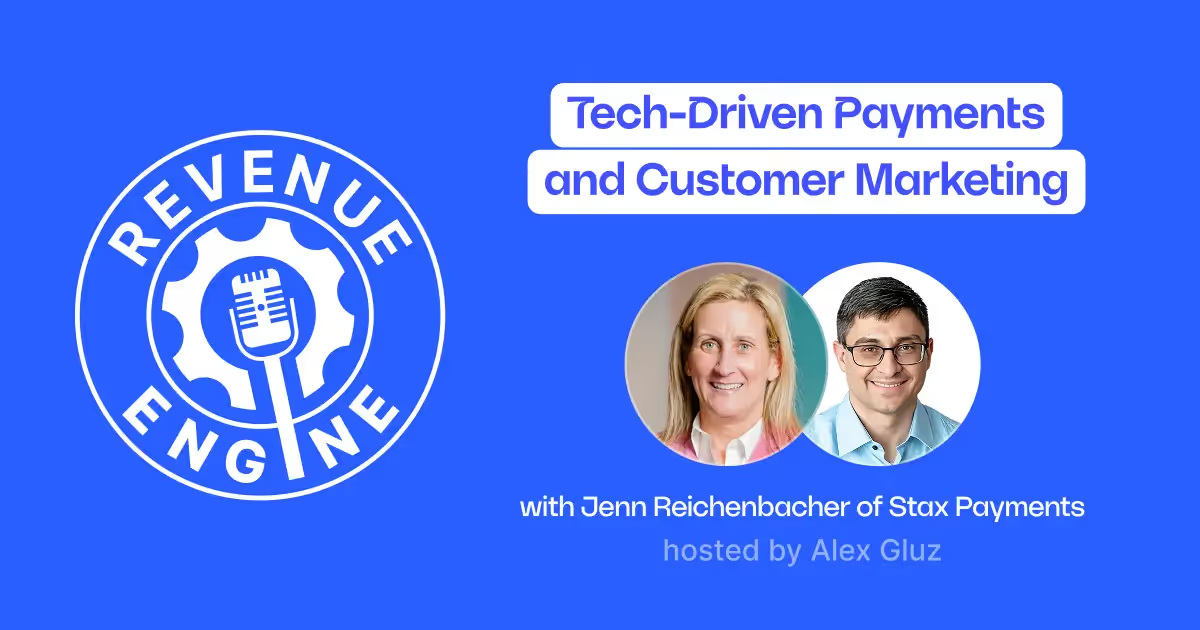 Revenue Engine podcast artwork featuring Jenn Reichenbacher and host Alex Gluz
