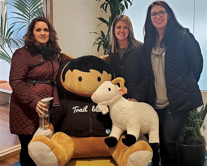 Jennifer Ortiz, center, with Progress colleagues Danielle Sutherby and Erica McShane at a MassTLC professional women's event