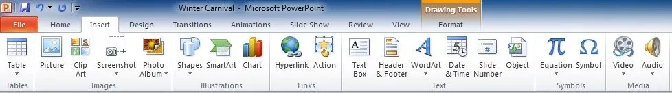 An early red PowerPoint Ribbon interface prototype from 2003