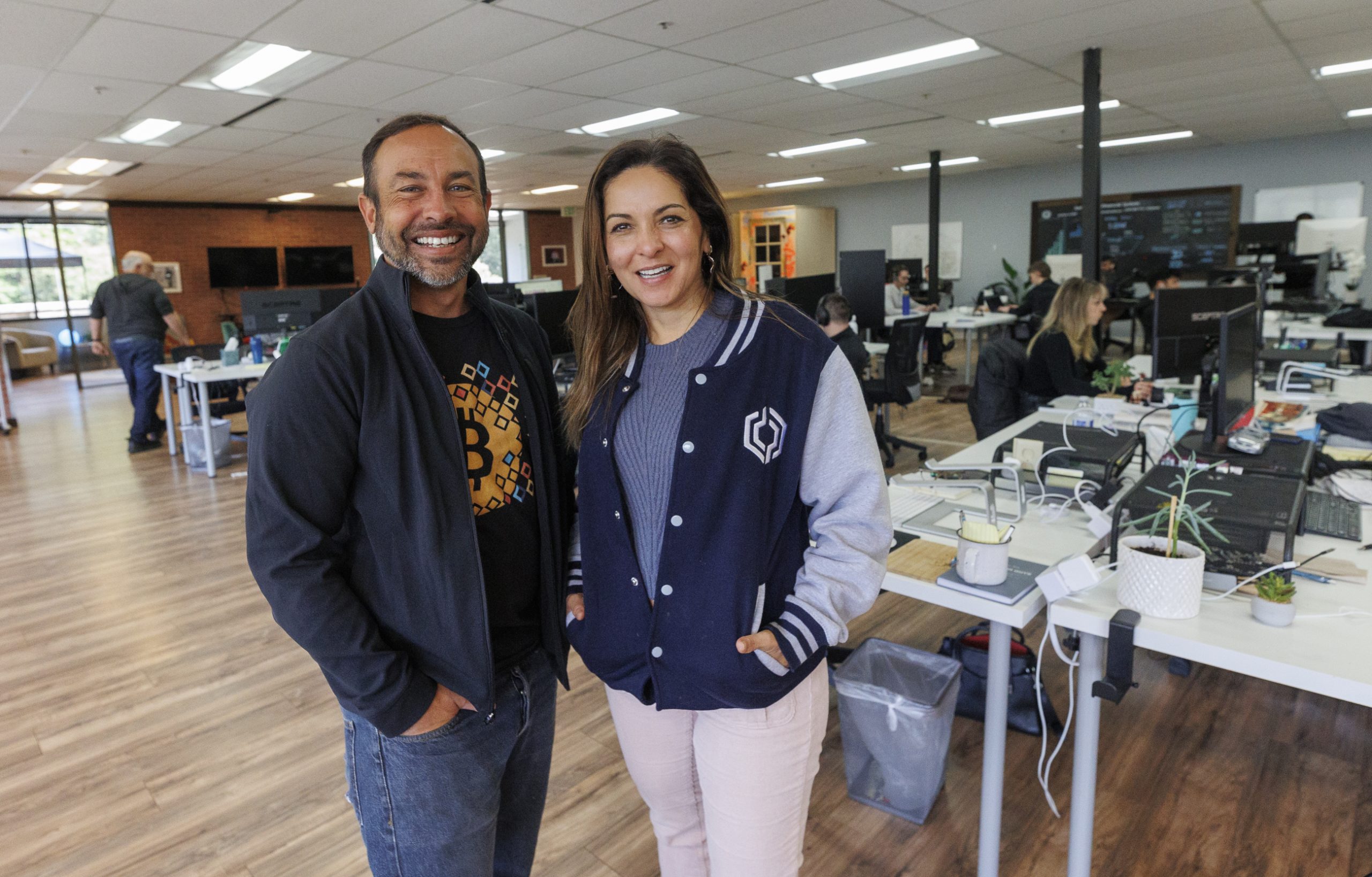 Jeremy Almond, left, with Alexandra Navarro in Paystand's Scotts Valley office