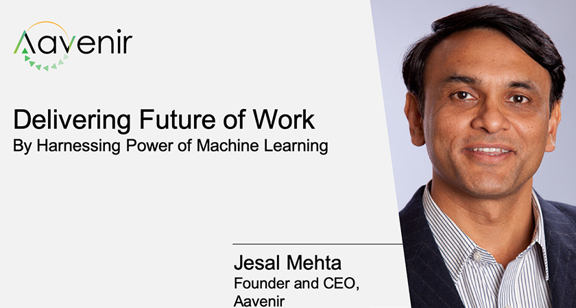 Jesal Mehta in an Aavenir interview graphic about machine learning and the future of work