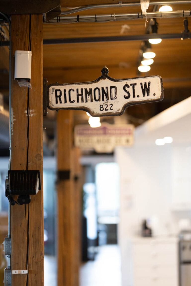 Richmond Street West sign inside Community Agency's Toronto workspace