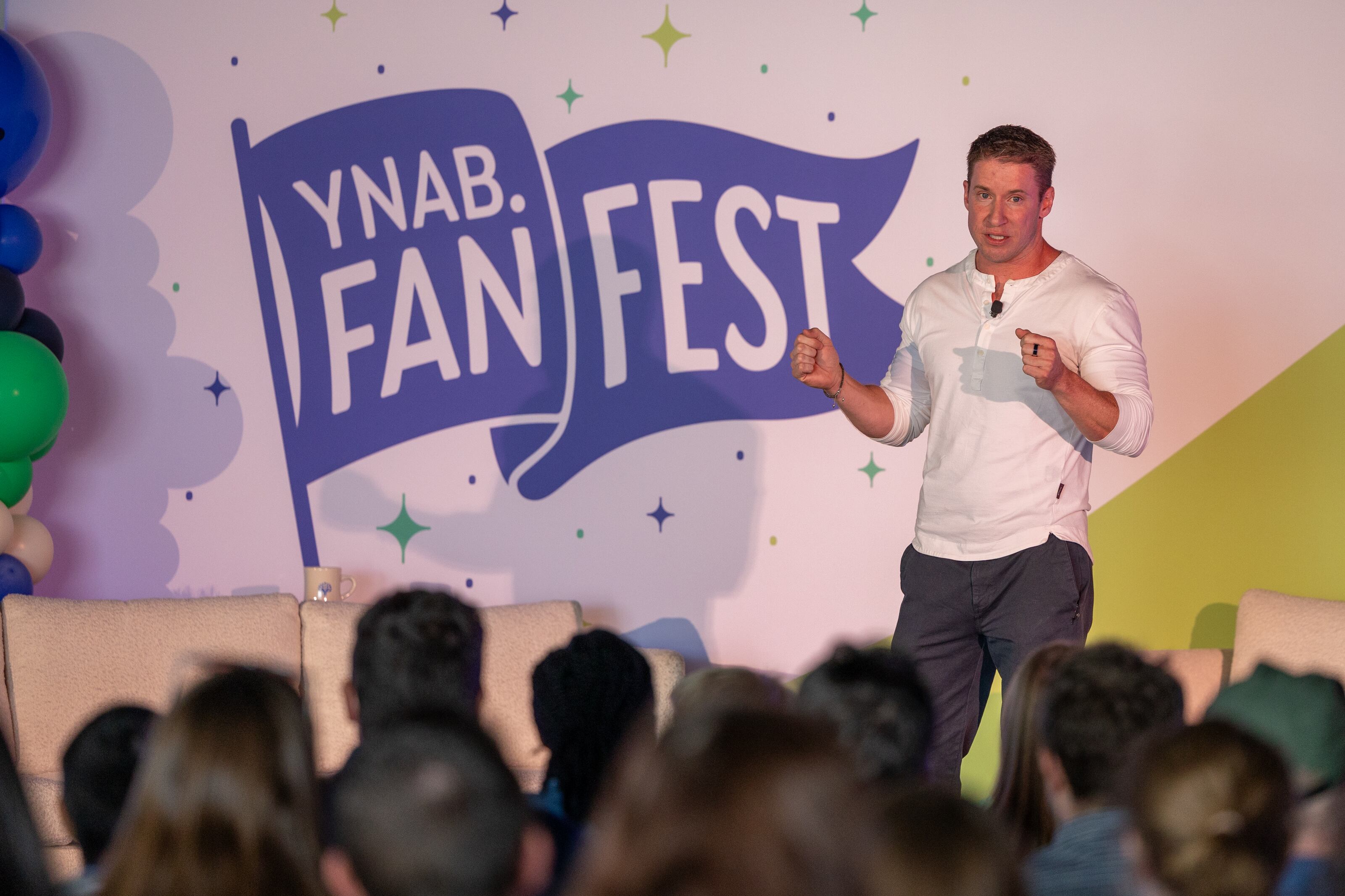 Jesse Mecham speaking to an audience at YNAB Fan Fest in 2024
