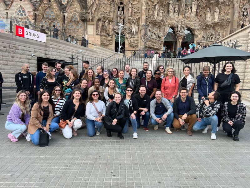 Appfire marketing colleagues gathered outside the Sagrada Família in Barcelona