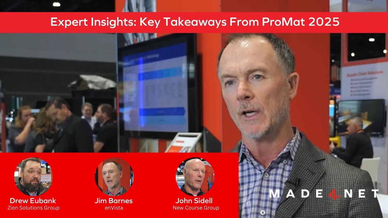 Jim Barnes speaking on the ProMat 2025 exhibition floor in Made4net’s expert interview feature