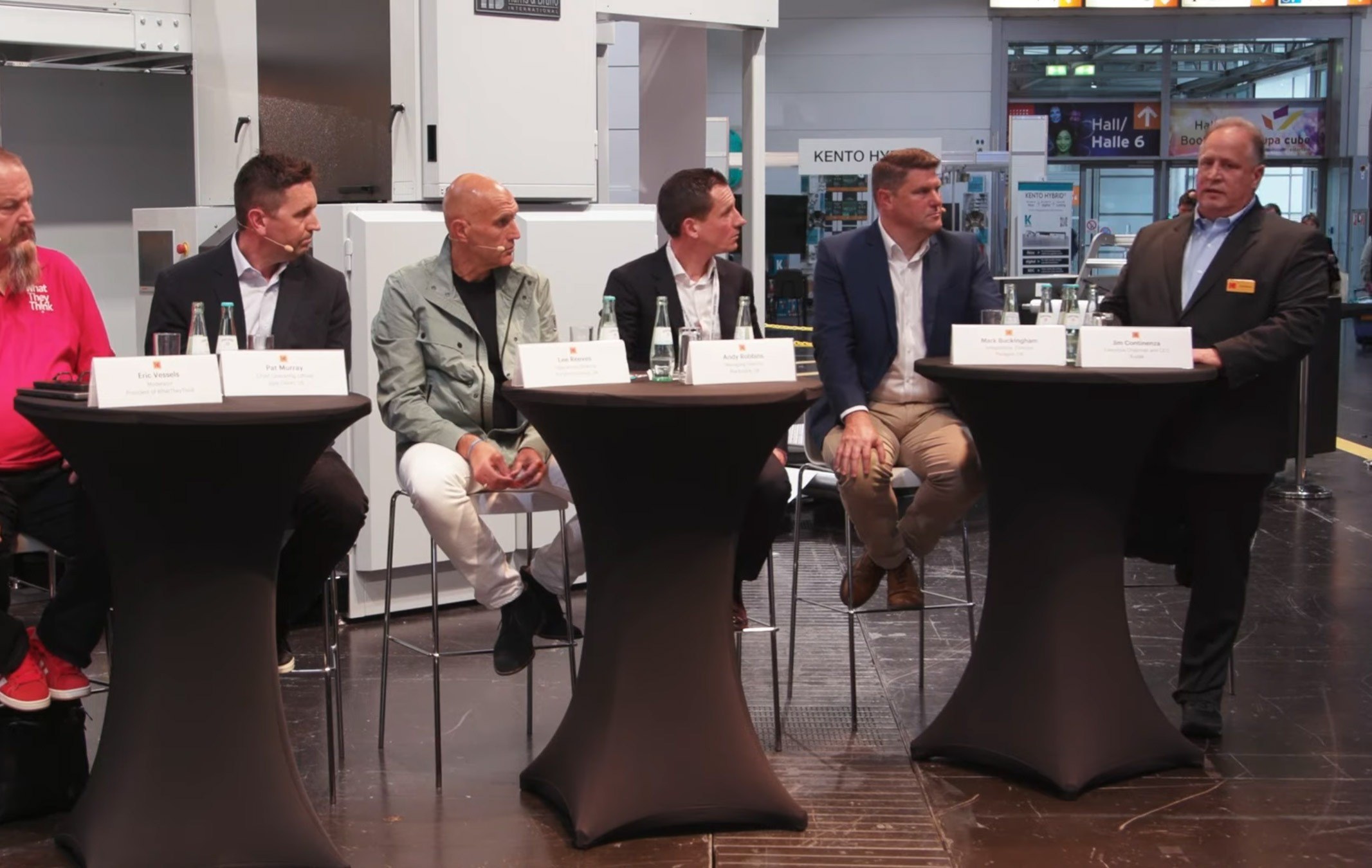 Jim Continenza, at far right, speaking on a customer panel at Kodak’s drupa 2024 booth